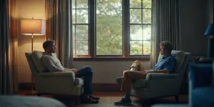 Comfortable therapy room for addiction treatment timeline guidance