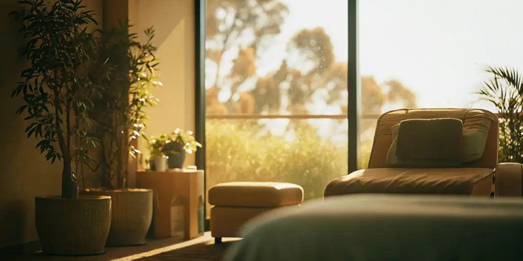 Comfortable therapy room for outpatient rehab after inpatient treatment