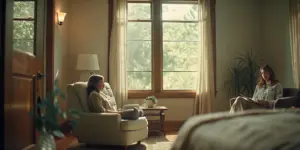 Comfortable therapy room in a luxury New Jersey rehab facility with soft natural light
